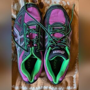 ASICS Women's Purple and Green Athletic Running Shoes